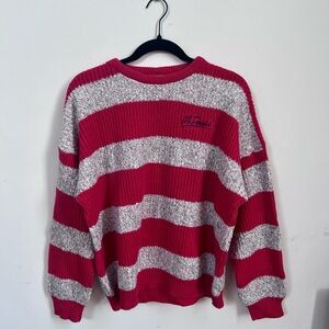 RARE Vintage 90s McDonald’s Striped Knit Sweater – Red & Grey Marled Pullover